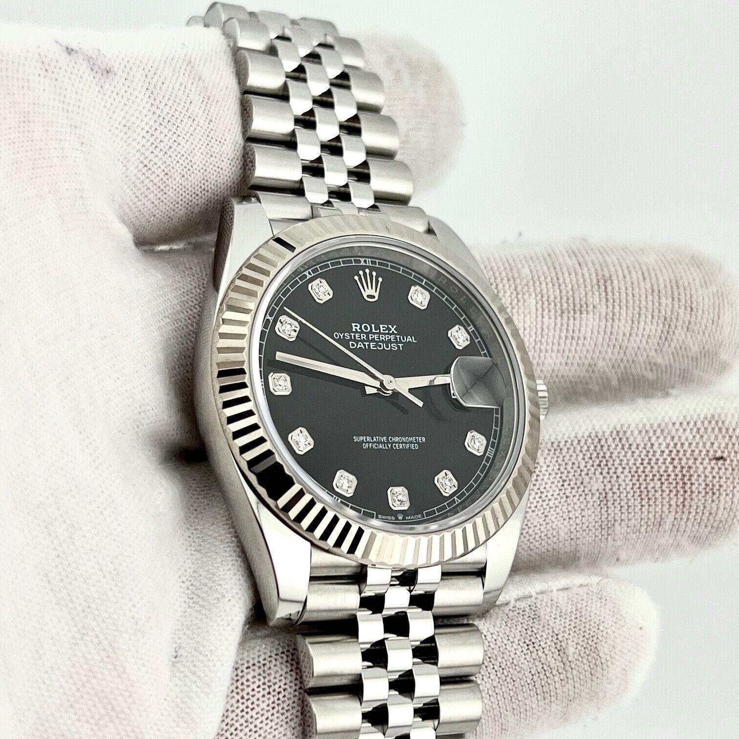 Rolex Datejust 41 126334 Black Diamond Dial 18K Gold Bezel Steel Box Paper 2023 For Sale 3