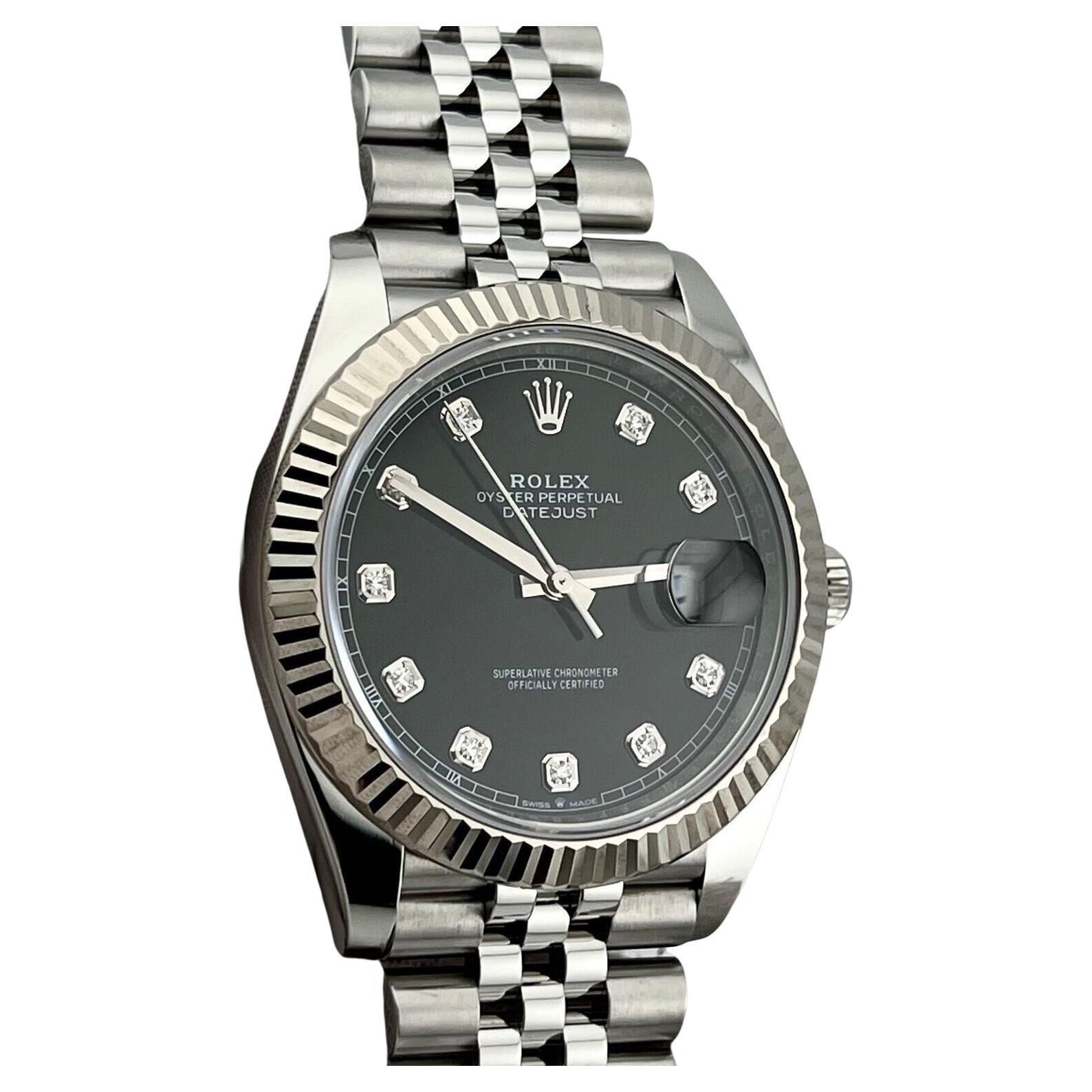 Rolex Datejust 41 126334 Montre noire avec cadran en or 18 carats, lunette en acier et papier boîte 2023