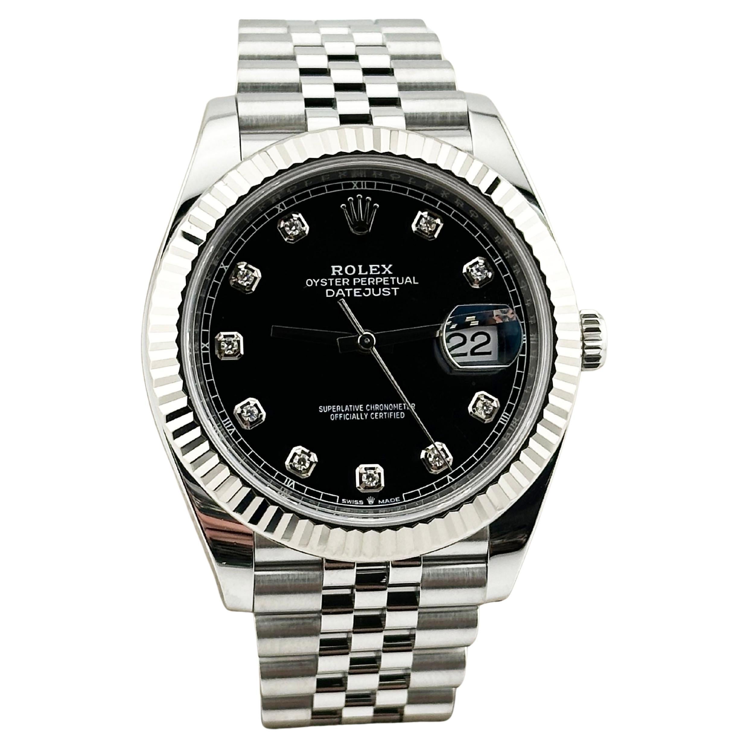 Rolex Datejust 41 126334 Black Diamond Dial Steel 18K Gold Box Paper Jubilee
