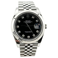 Rolex Datejust 41 126334 Black Diamond Dial Steel 18K Gold Box Paper Jubilee
