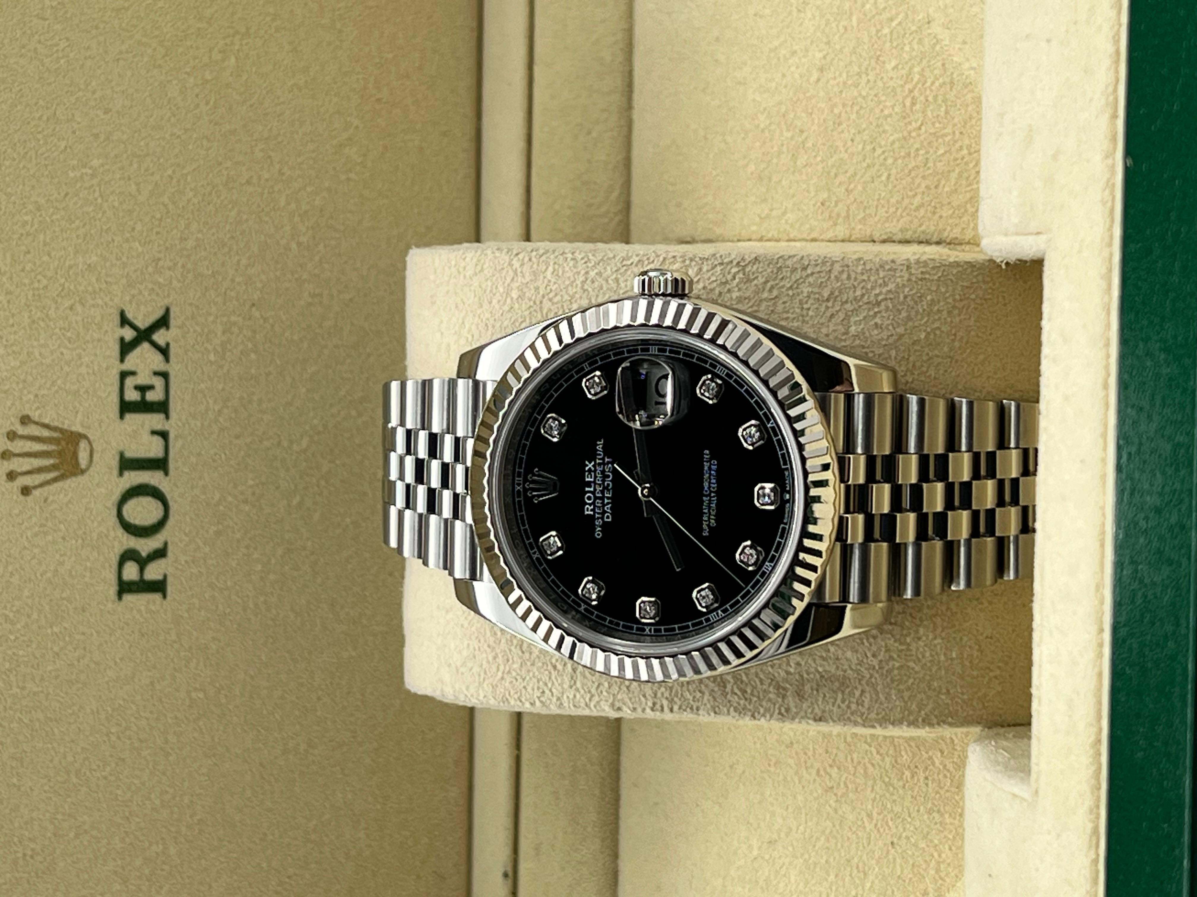 Rolex Datejust 41 126334 Jubiläumsring aus Stahl mit schwarzem Diamant-Zifferblatt aus 18K Weißgold im Zustand „Hervorragend“ in San Diego, CA
