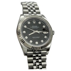 Rolex Datejust 41 126334 Jubiläumsring aus Stahl mit schwarzem Diamant-Zifferblatt aus 18K Weißgold