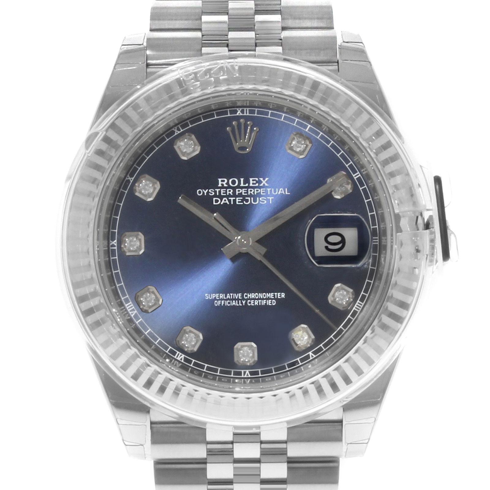 rolex datejust blue diamond dial automatic mens jubilee watch 126334bldj