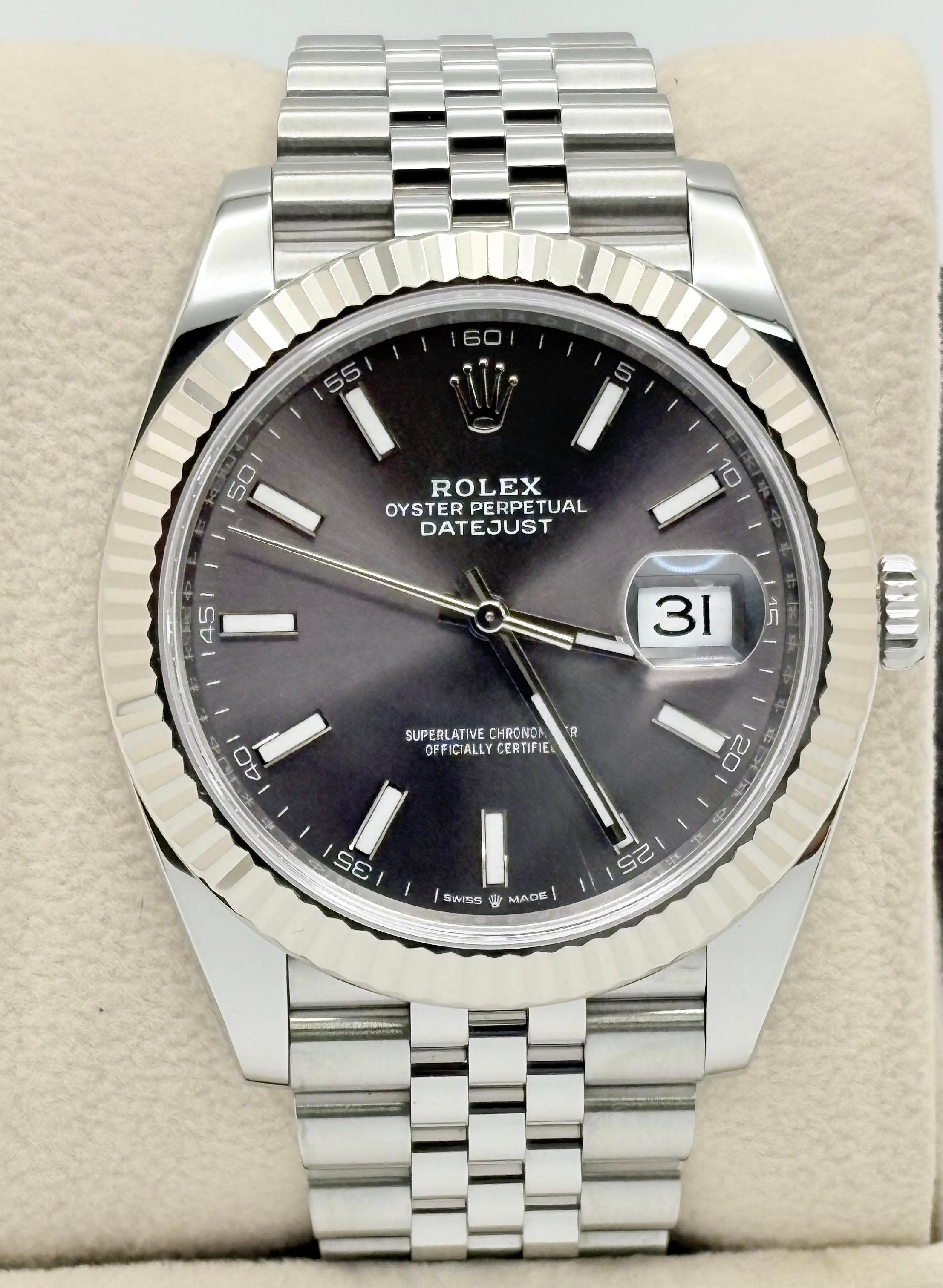 Rolex Datejust 41 126334 Esfera de rodio Jubileo Acero inoxidable Bisel de oro de 18 quilates en venta 2