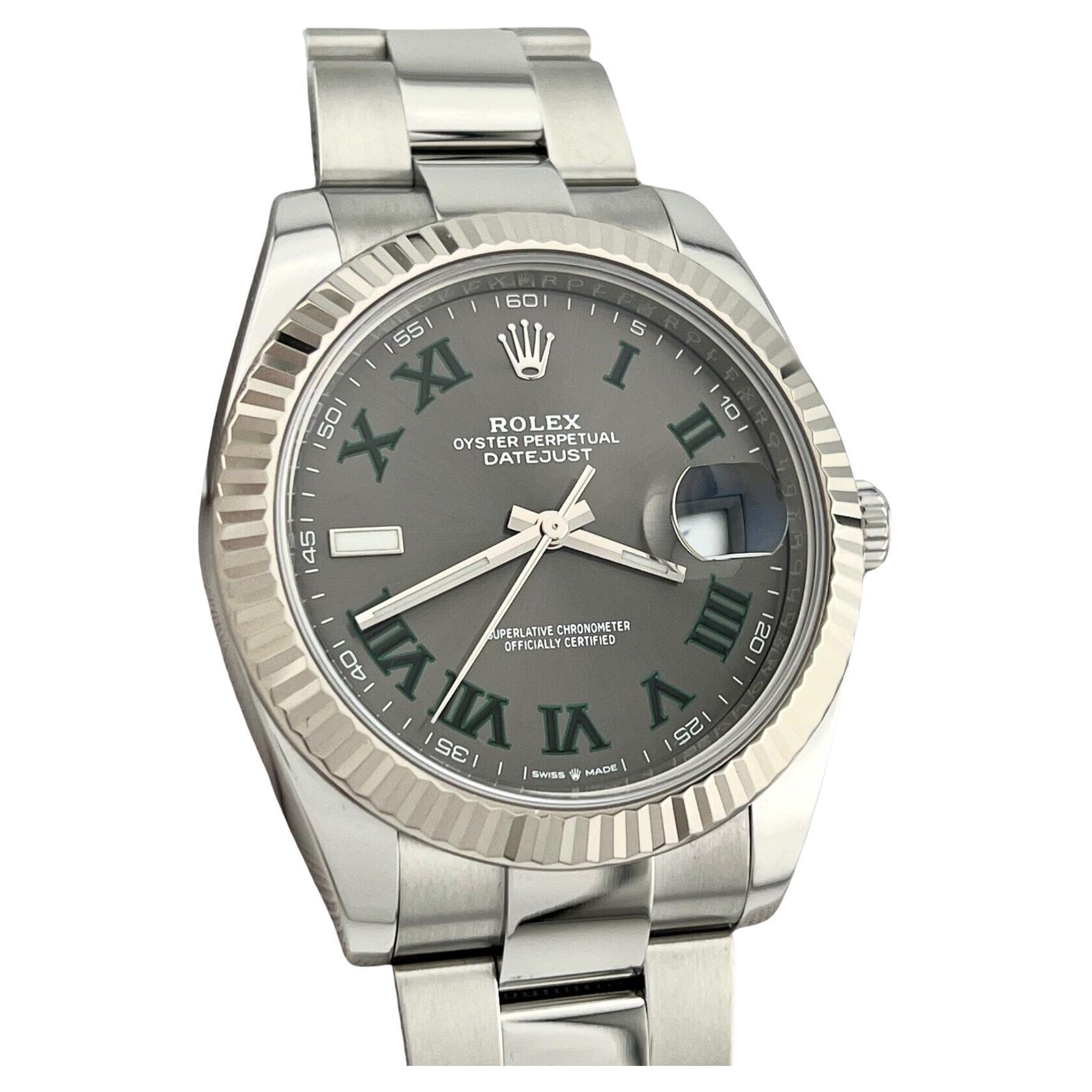Rolex Datejust 41 126334 Slate Wimbledon Dial 18K White Gold Steel Box Paper