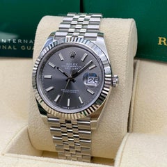 Rolex Datejust 41 126334 White Gold Steel Rhodium Dial Jubilee Watch B&P
