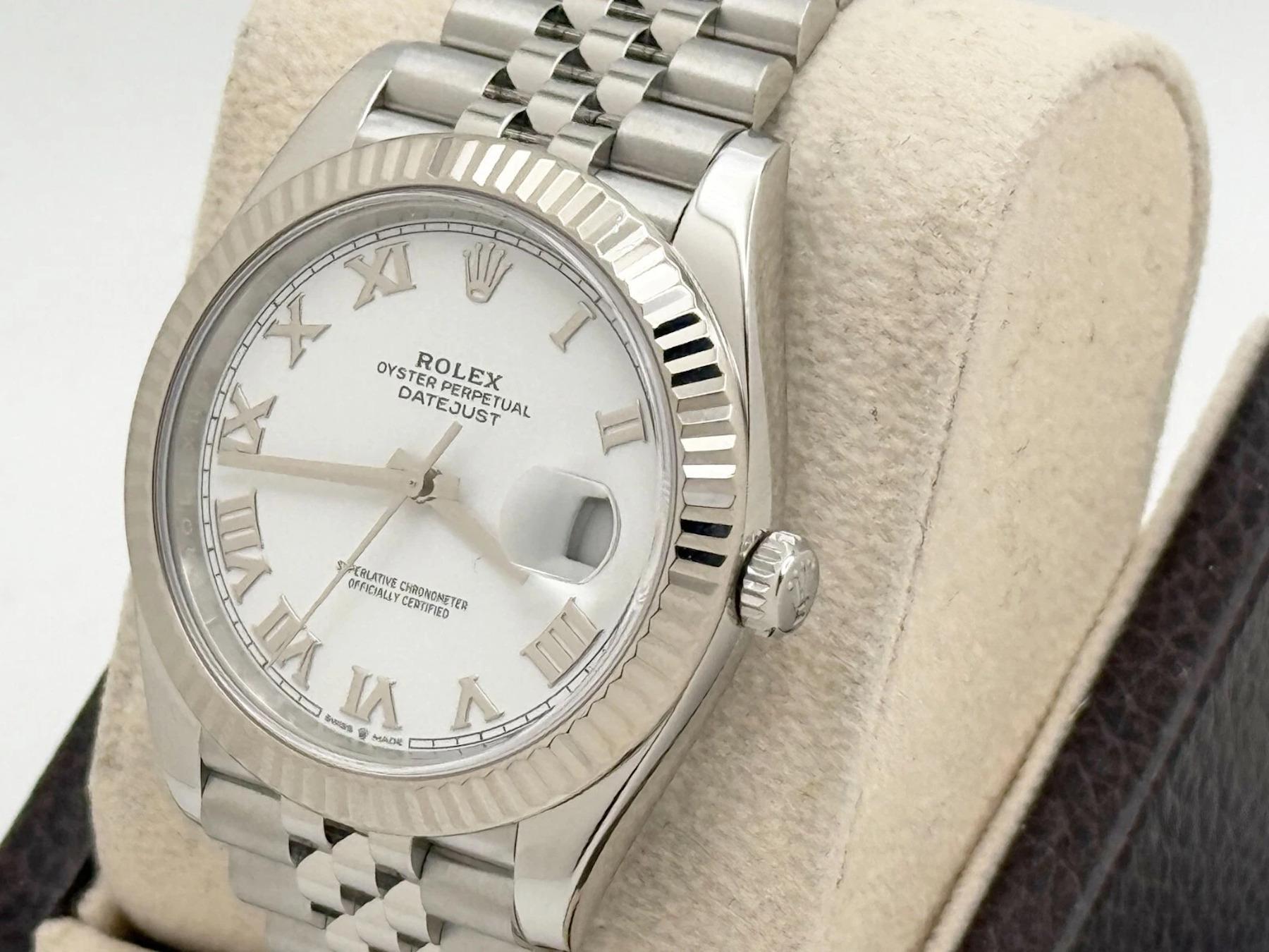 Rolex Datejust 41 126334 White Roman Dial 18K Gold Stainless Steel Box Booklet For Sale 1