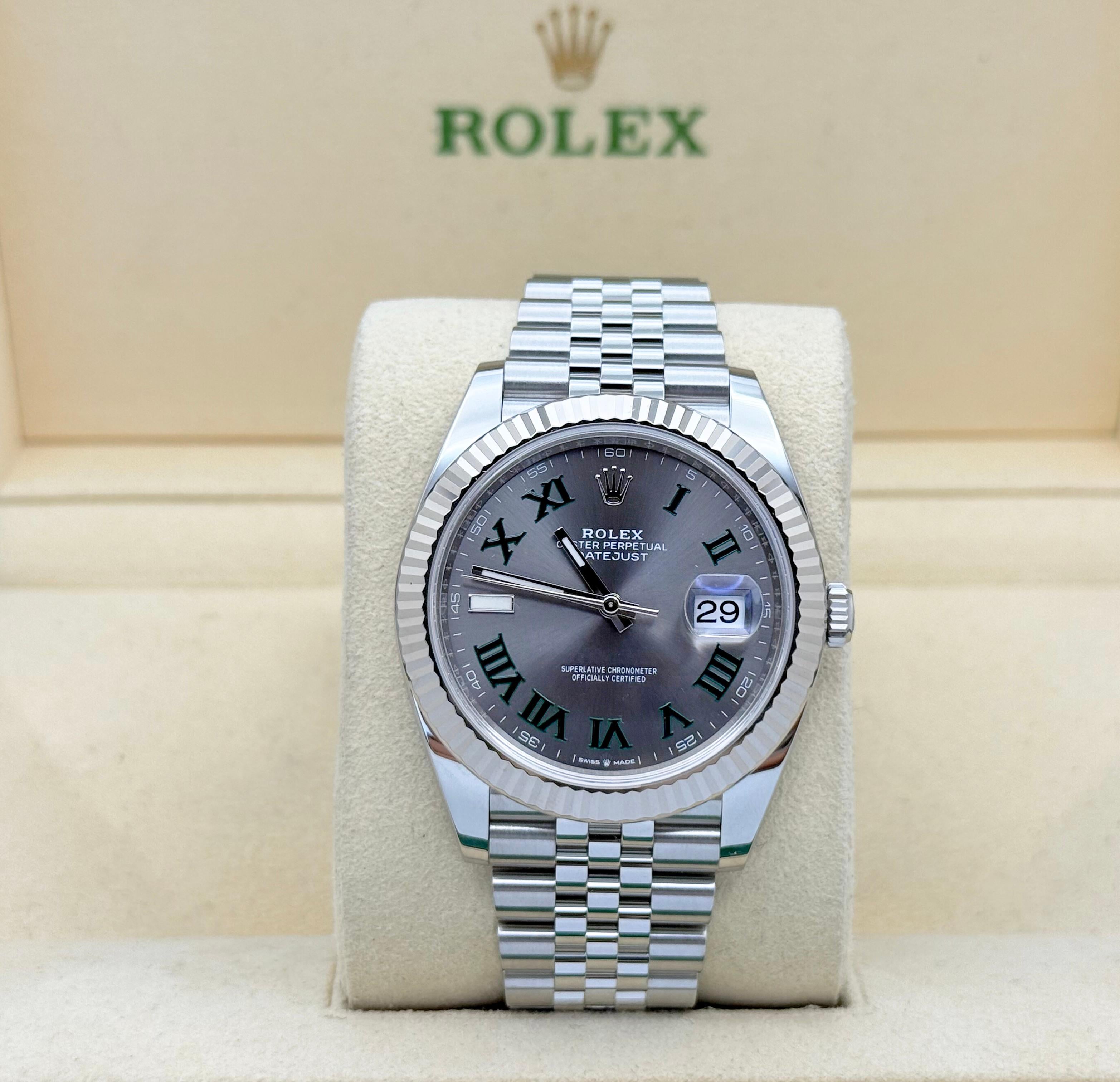 Rolex Datejust 41 126334 Wimbledon Dial Steel 18K Gold Bezel Box Paper Jubilee For Sale 1