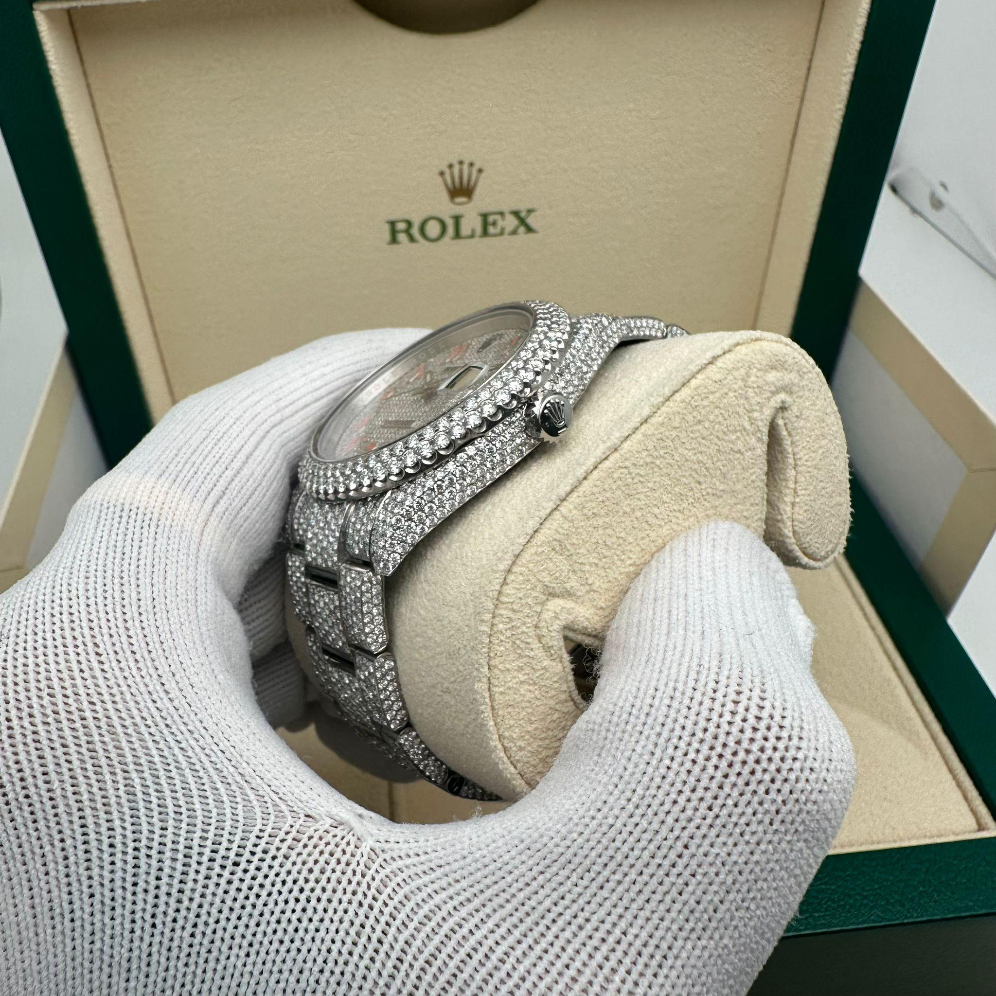Rolex Datejust 41 18K Gold Steel Custom Fully Iced Out Watch 126300 In Good Condition For Sale In New York, NY