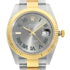 Rolex Datejust 41 18K Gold Steel Slate Wimbledon Dial Automatic Men Watch 126333