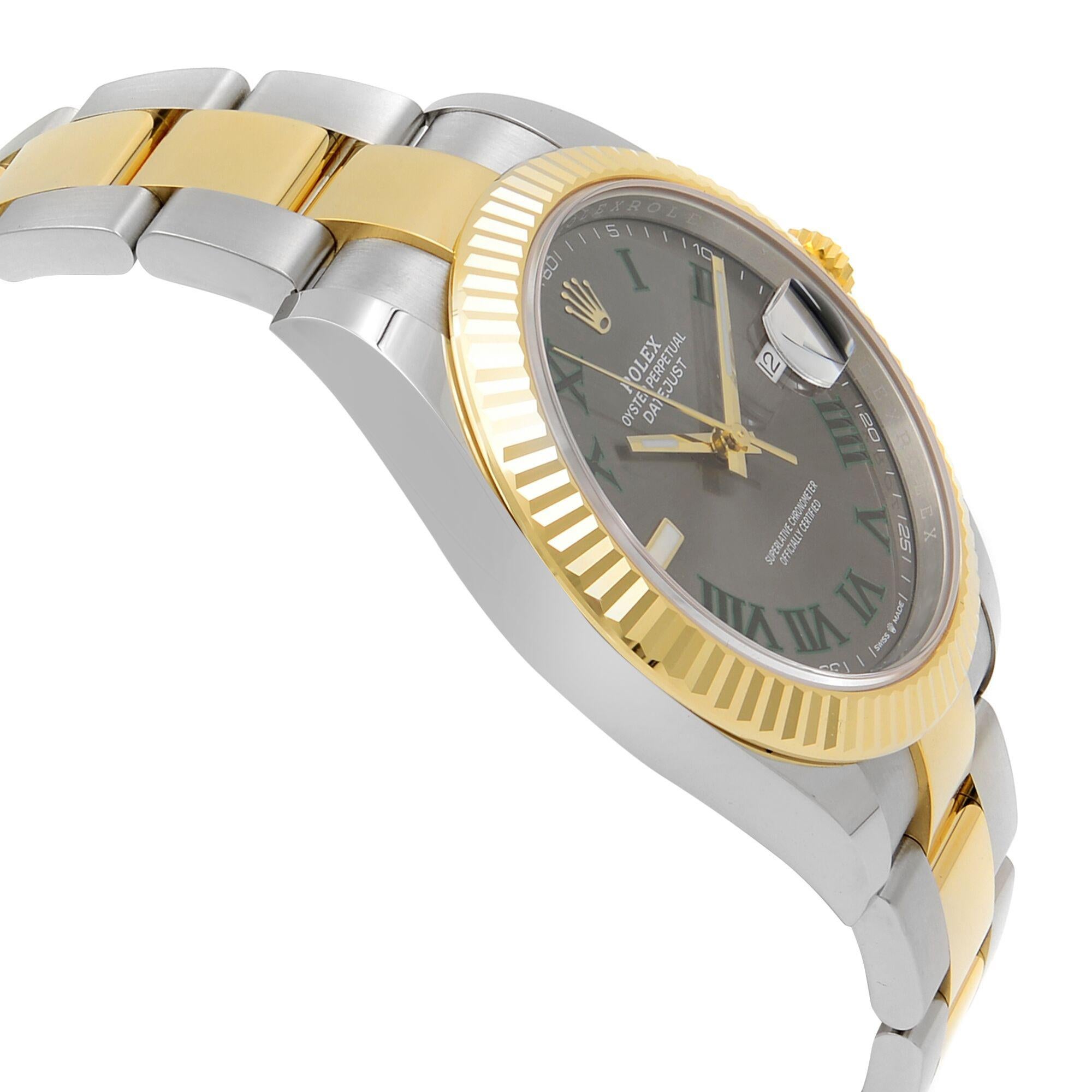 Rolex Montre Datejust 41 avec cadran tennis automatique en acier et or 18 carats, pour hommes 126333 Pour hommes en vente