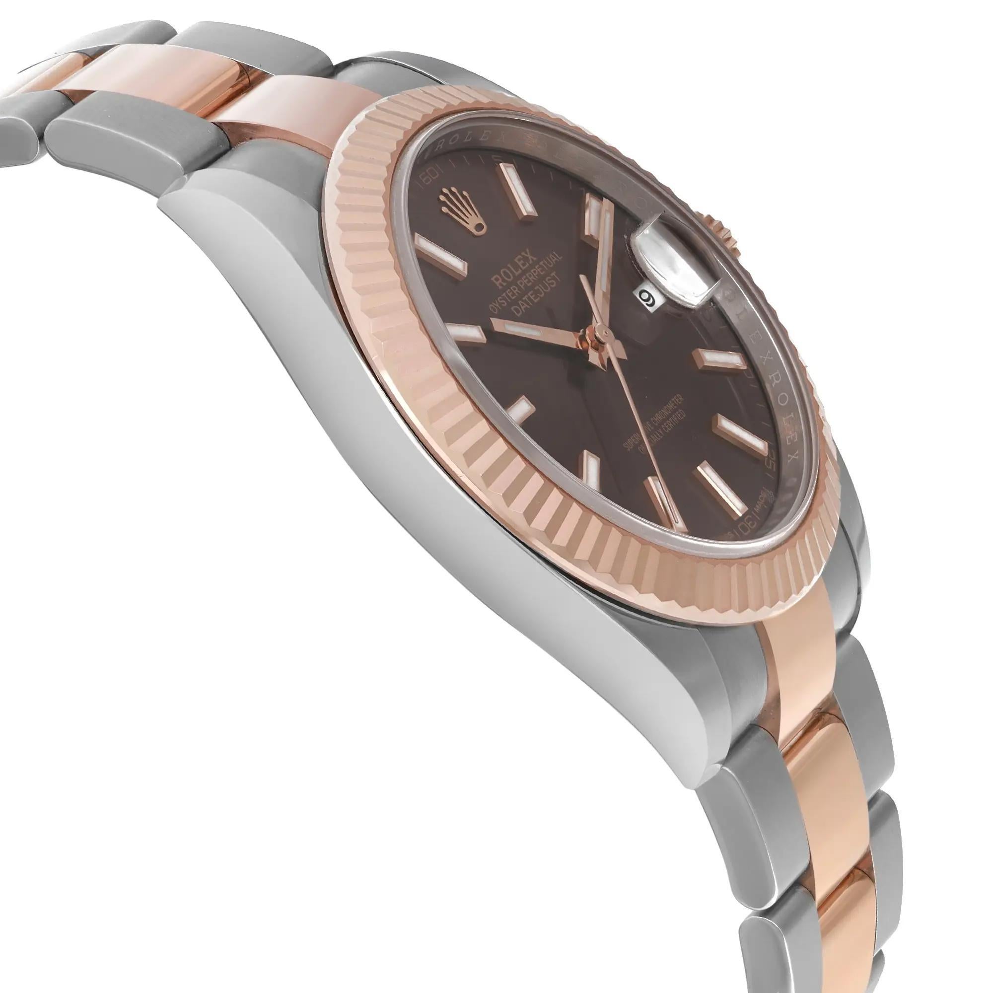 Rolex Datejust 41 18K Rose Gold Steel Chocolate Dial Mens Oyster Watch 126331 For Sale 1