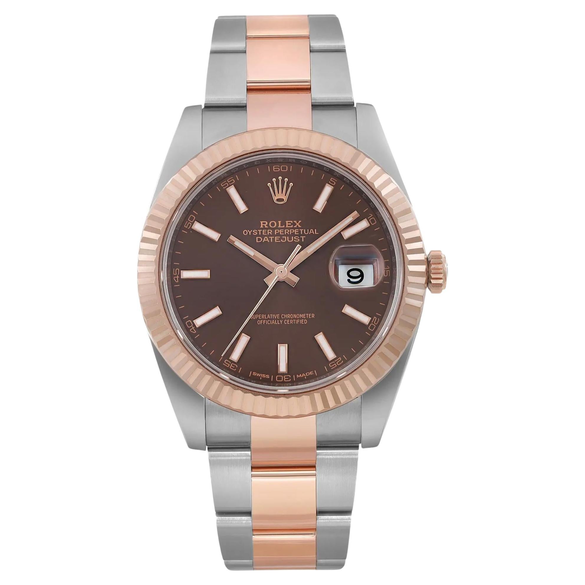 Rolex Datejust 41 18K Roségold Stahl Schokoladen-Zifferblatt Herren Oyster-Uhr 126331