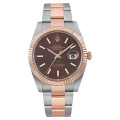 Rolex Montre Oyster Datejust 41 en or rose 18 carats avec cadran chocolat pour hommes 126331