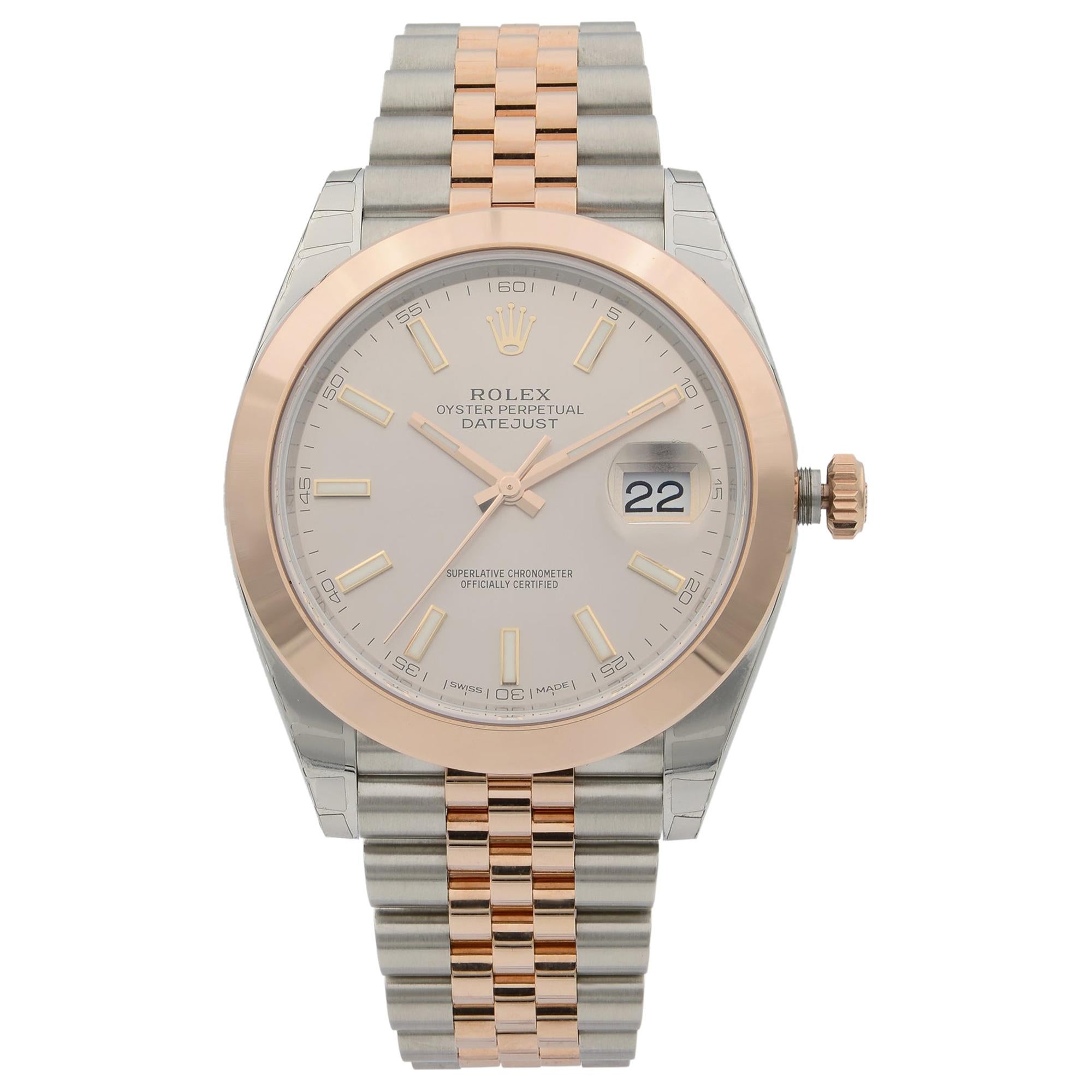Rolex Datejust 41 18K Rose Gold Steel Pink Dial Automatic Men's Watch 126301
