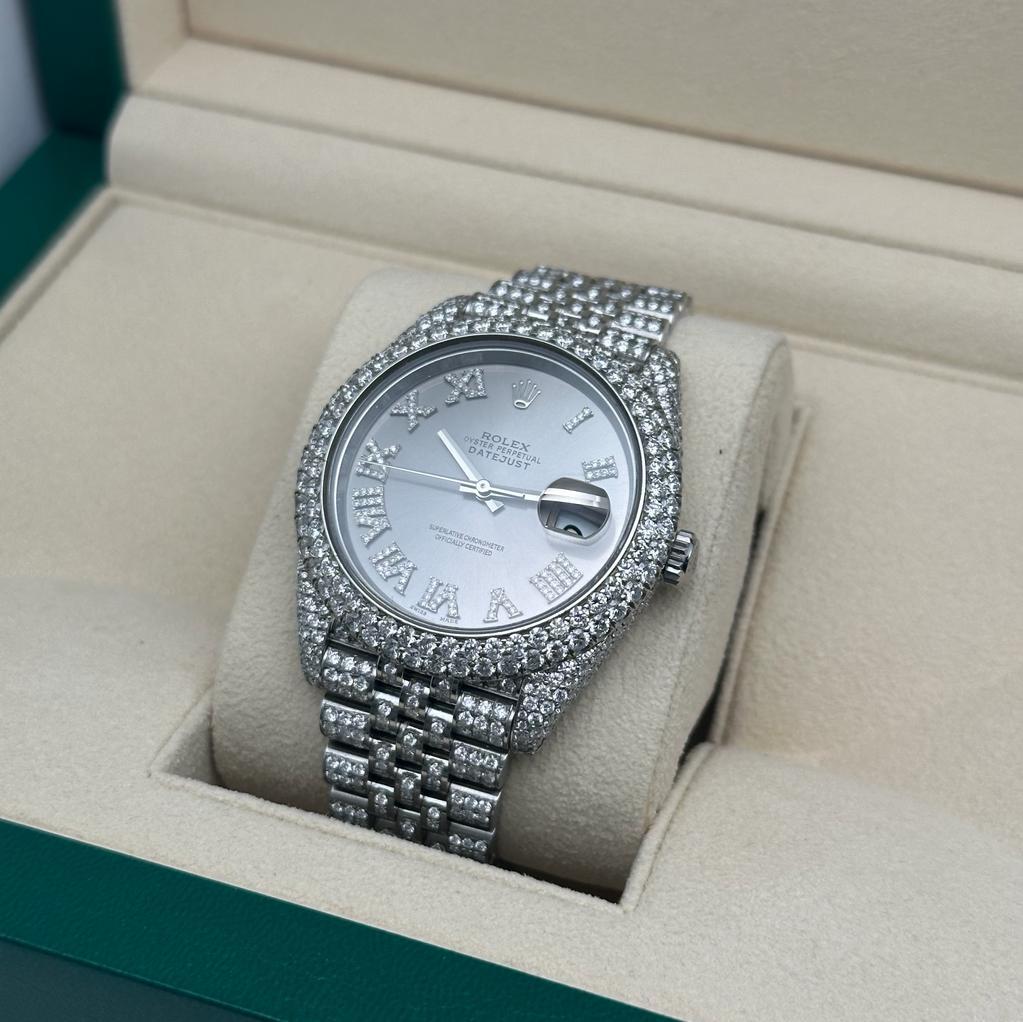 Rolex Datejust 41 18K Steel Custom 14.39cttw Diamond Fully Iced Out Watch 126300 For Sale 3