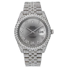 Rolex Datejust 41 18K Stahl benutzerdefinierte 14,39cttw Diamant voll Iced Out Uhr 126300