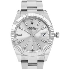 Rolex Datejust 41 18K White Gold Steel Silver Dial Automatic Mens Watch 126334