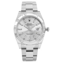 Rolex Datejust 41 18K White Gold Steel Silver Dial Automatic Mens Watch 126334