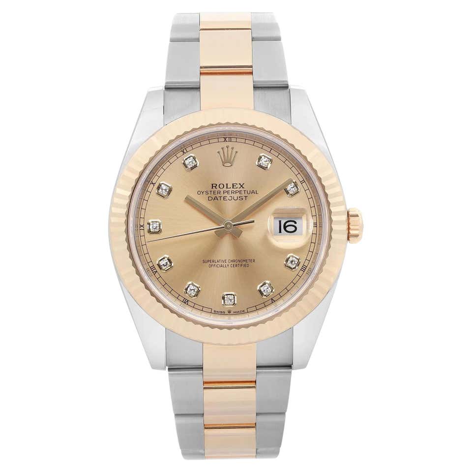 Champagne Racing Dial Rolex Datejust 41 126333 Champagne Diamond Dial 18K Yellow Gold Steel ...
