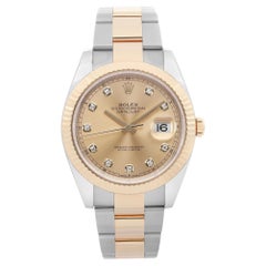Used Rolex Datejust 41 18K Yellow Gold Champagne Diamond Dial Mens Watch 126333