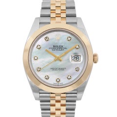 Rolex Datejust 41 18K Yellow Gold Steel Diamond MOP Dial Watch 126303