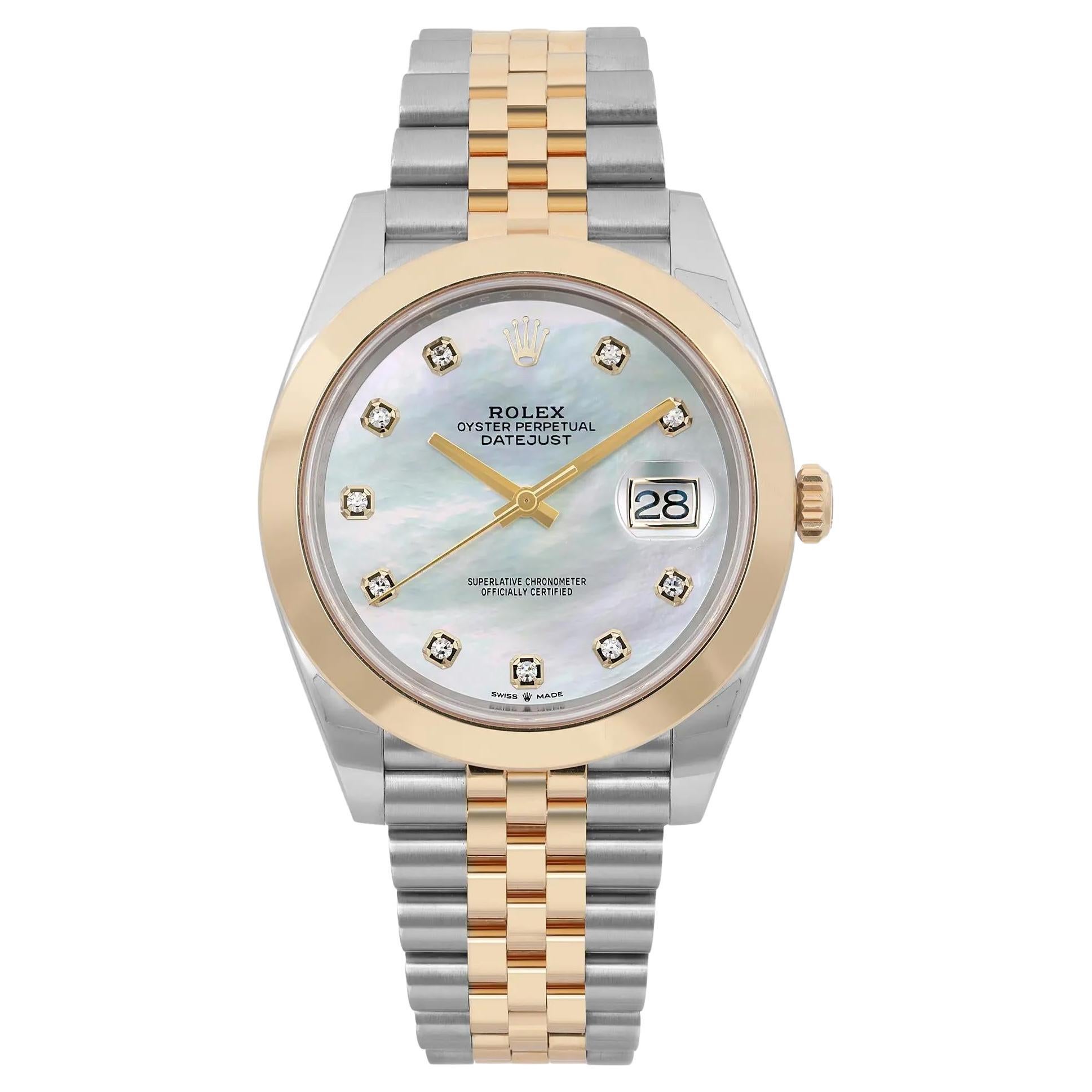 Rolex Montre Datejust 41 en or jaune 18 carats, acier, diamants et cadran MOP 126303