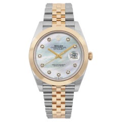Rolex Datejust 41 18K Yellow Gold Steel Diamond MOP Dial Watch 126303