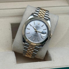 Rolex Datejust 41 18K Yellow Gold Steel Silver Dial Automatic Mens Watch 126333