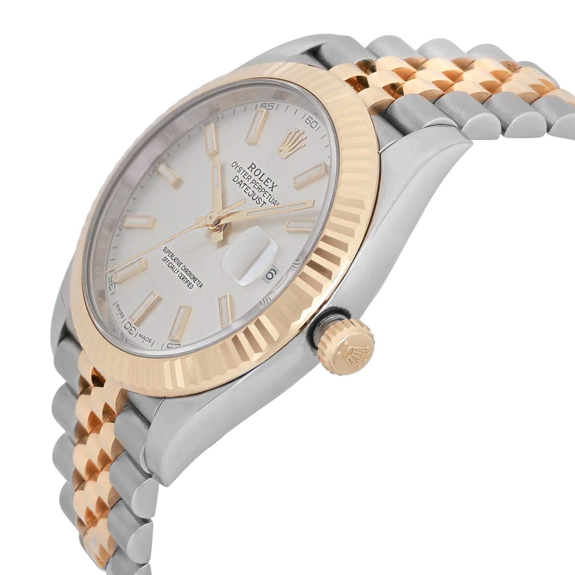 Rolex Datejust 41 Orologio automatico da uomo con quadrante argento e acciaio in oro giallo 18 carati 126333 In condizioni ottime in vendita a New York, NY