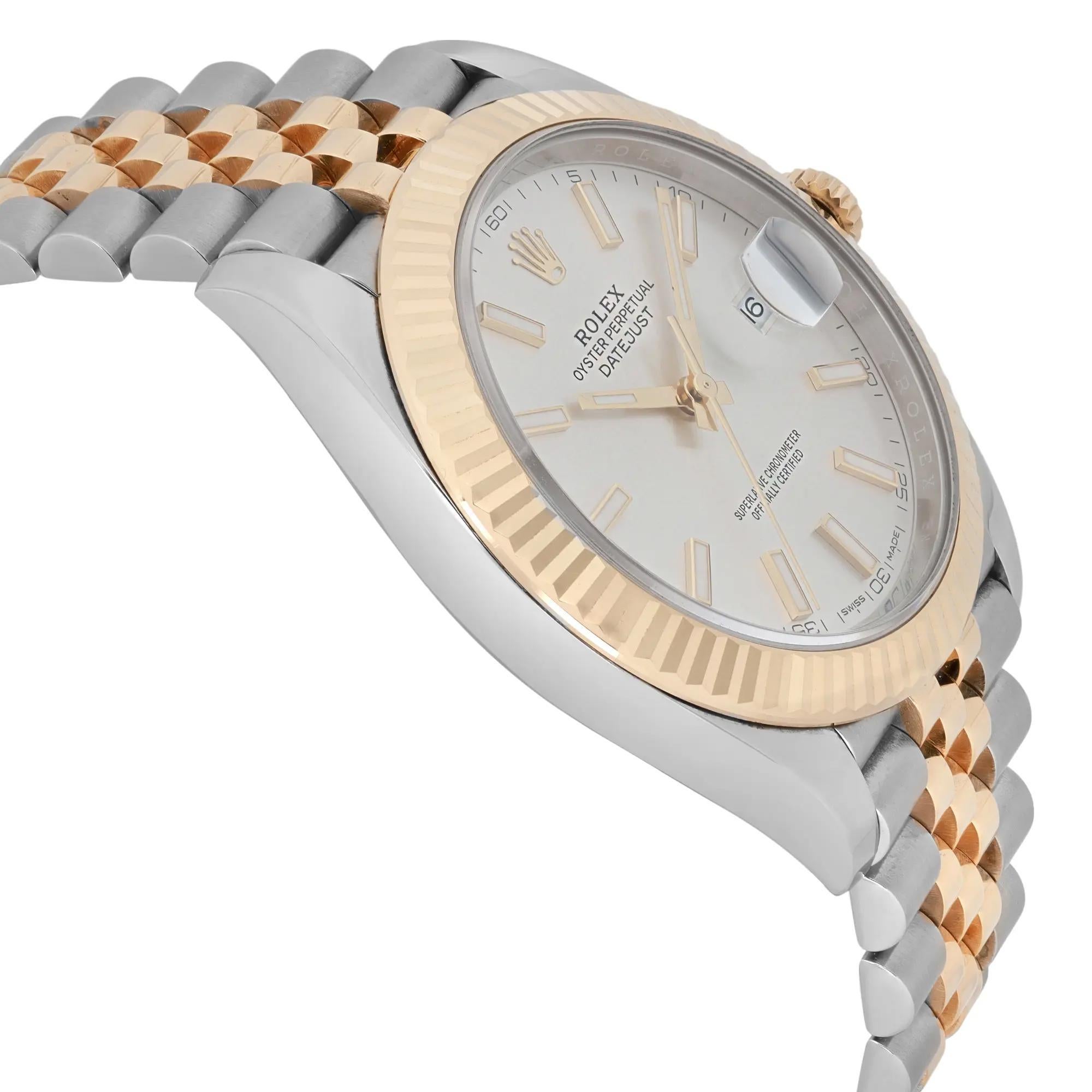 Uomo Rolex Datejust 41 Orologio automatico da uomo con quadrante argento e acciaio in oro giallo 18 carati 126333 in vendita