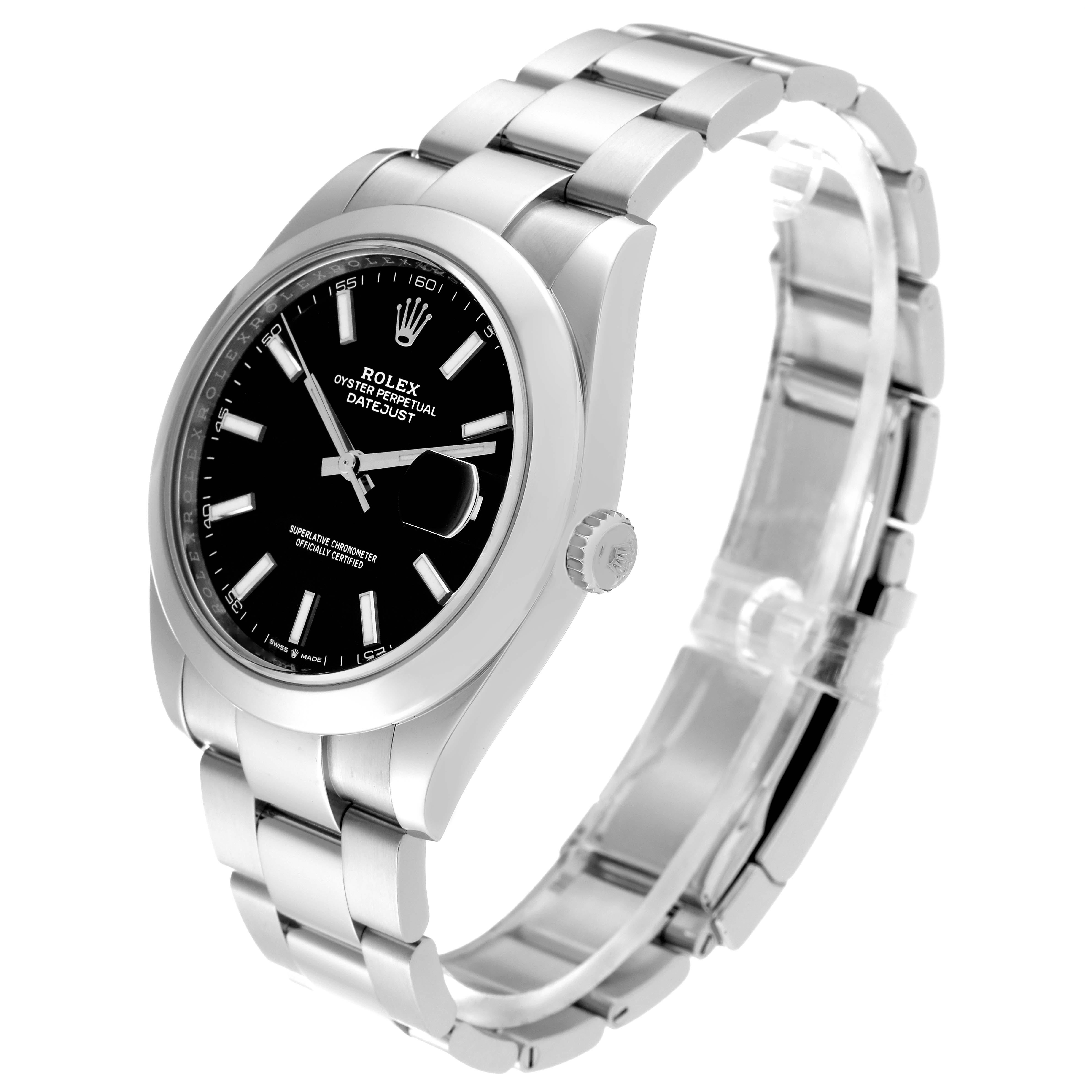 Rolex Datejust 41 Black Dial Smooth Bezel Steel Mens Watch 126300 6