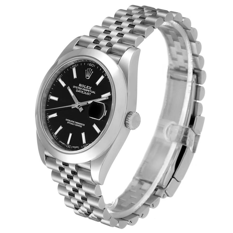 Rolex Datejust 41 Herrenuhr mit schwarzem Zifferblatt und Rauchglas-Lünette aus Stahl 126300 im Angebot 1