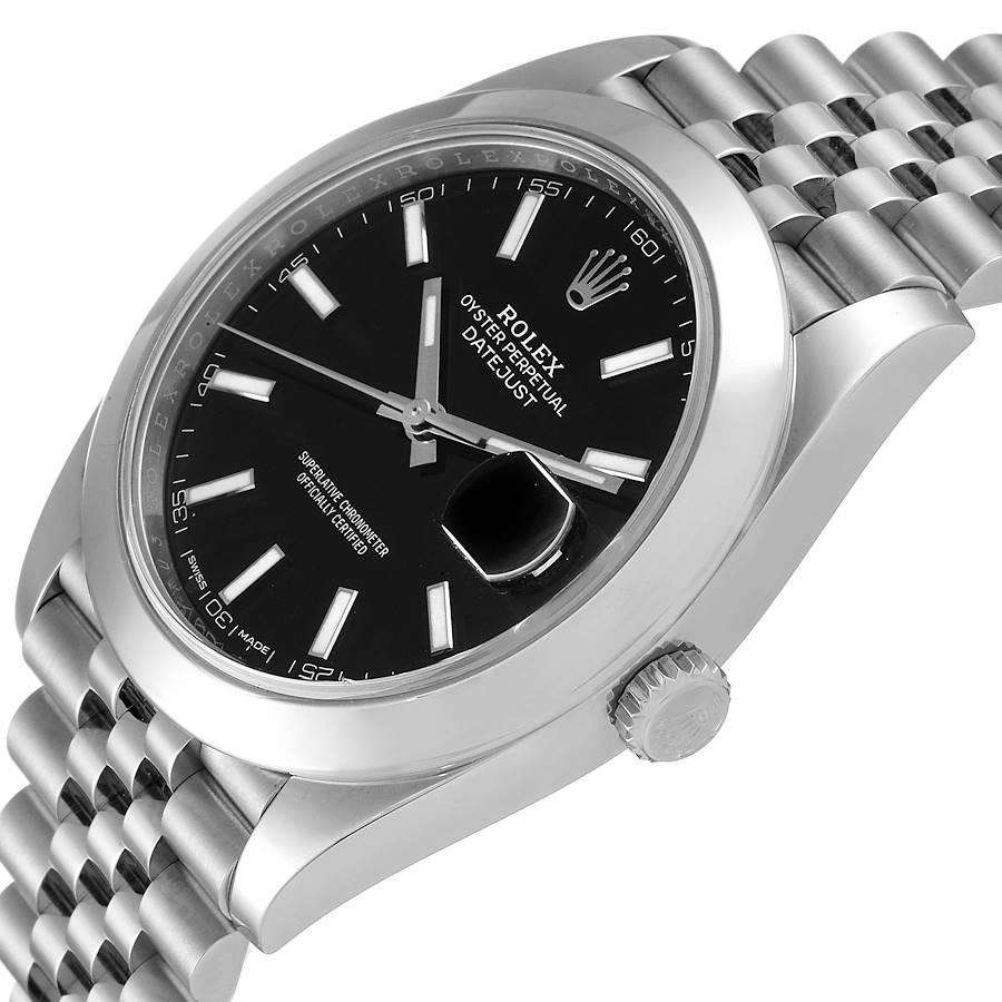 Rolex Datejust 41 Herrenuhr mit schwarzem Zifferblatt und Rauchglas-Lünette aus Stahl 126300 im Angebot 2