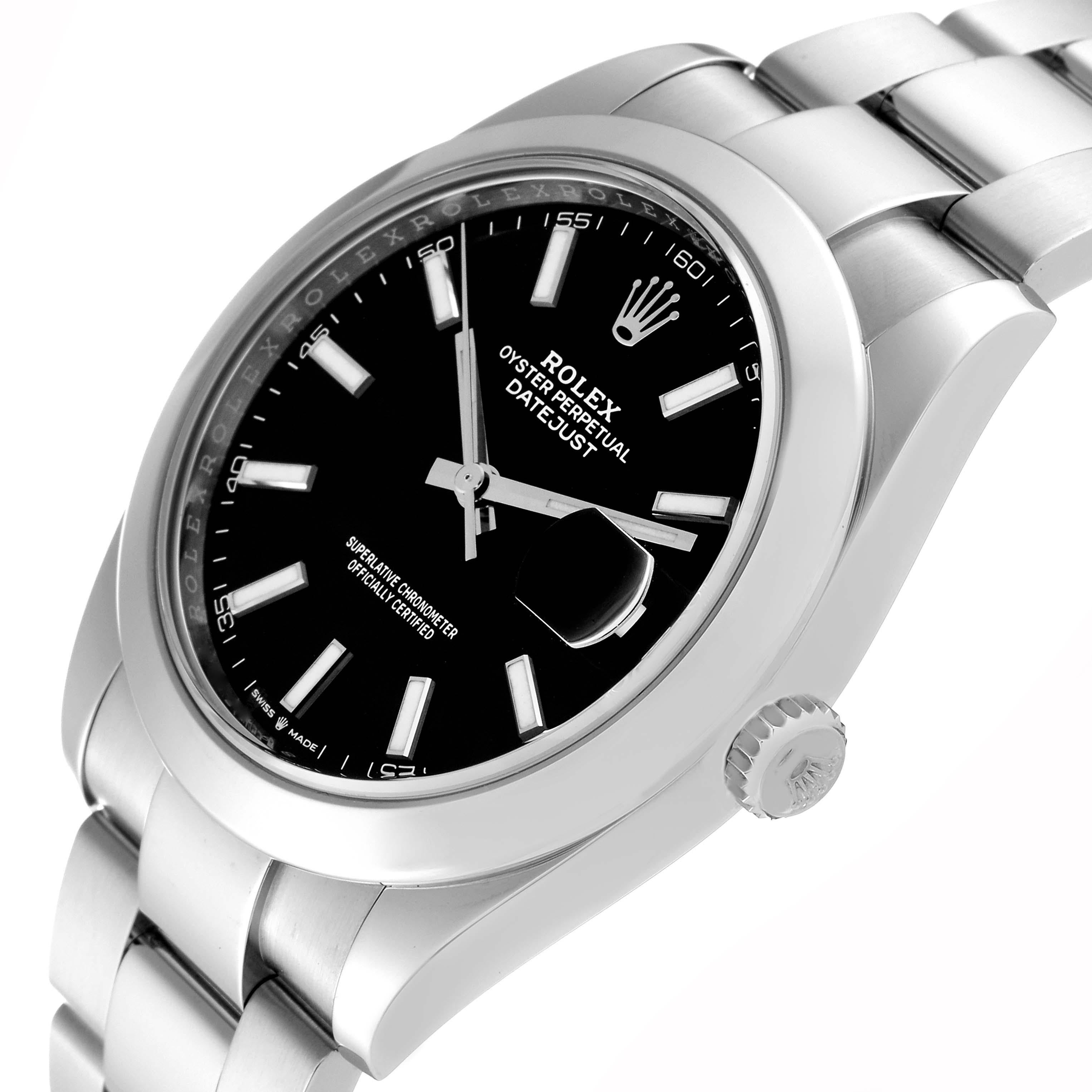 Rolex Datejust 41 Black Dial Smooth Bezel Steel Mens Watch 126300 1