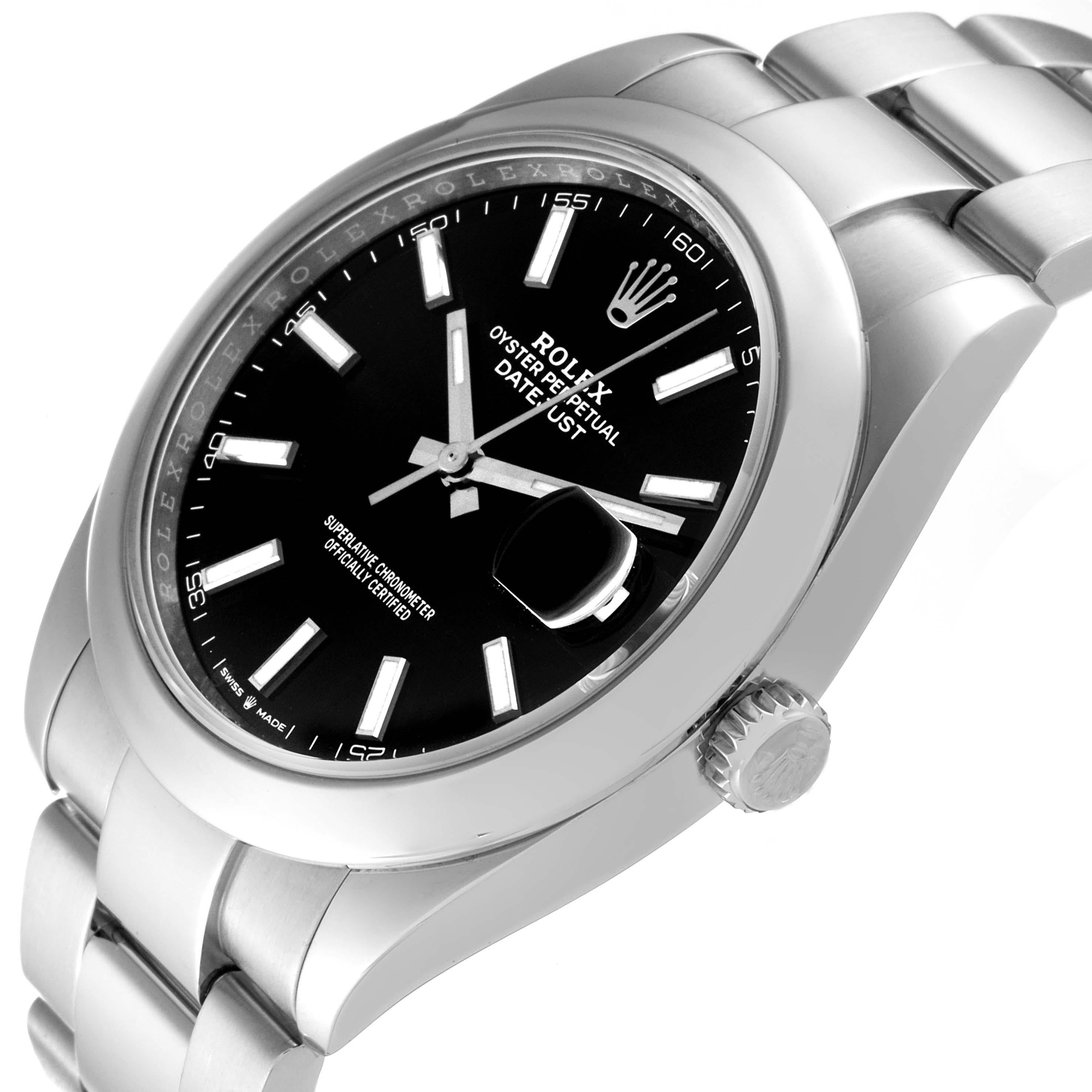 Rolex Datejust 41 Black Dial Smooth Bezel Steel Mens Watch 126300 1