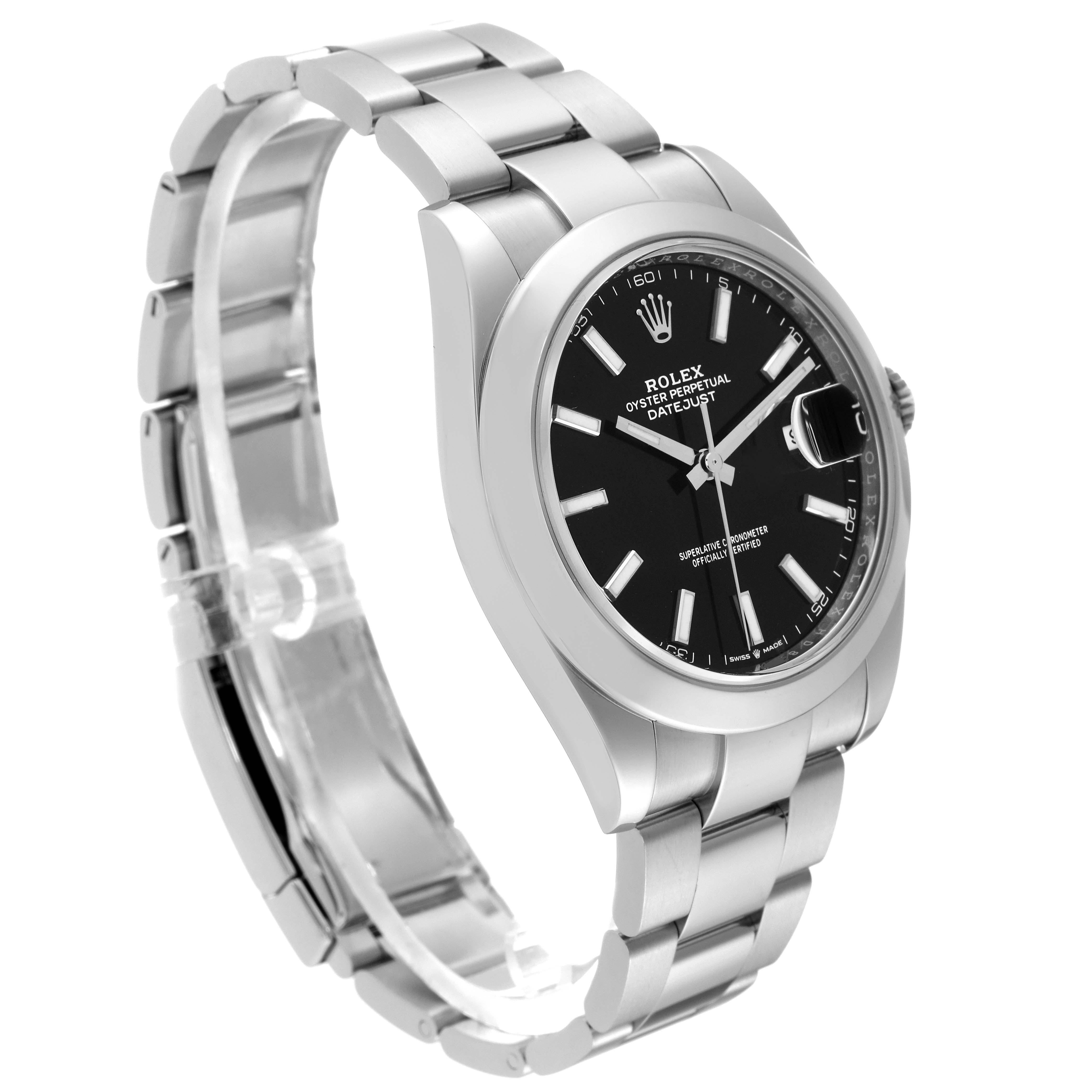Rolex Datejust 41 Black Dial Smooth Bezel Steel Mens Watch 126300 2