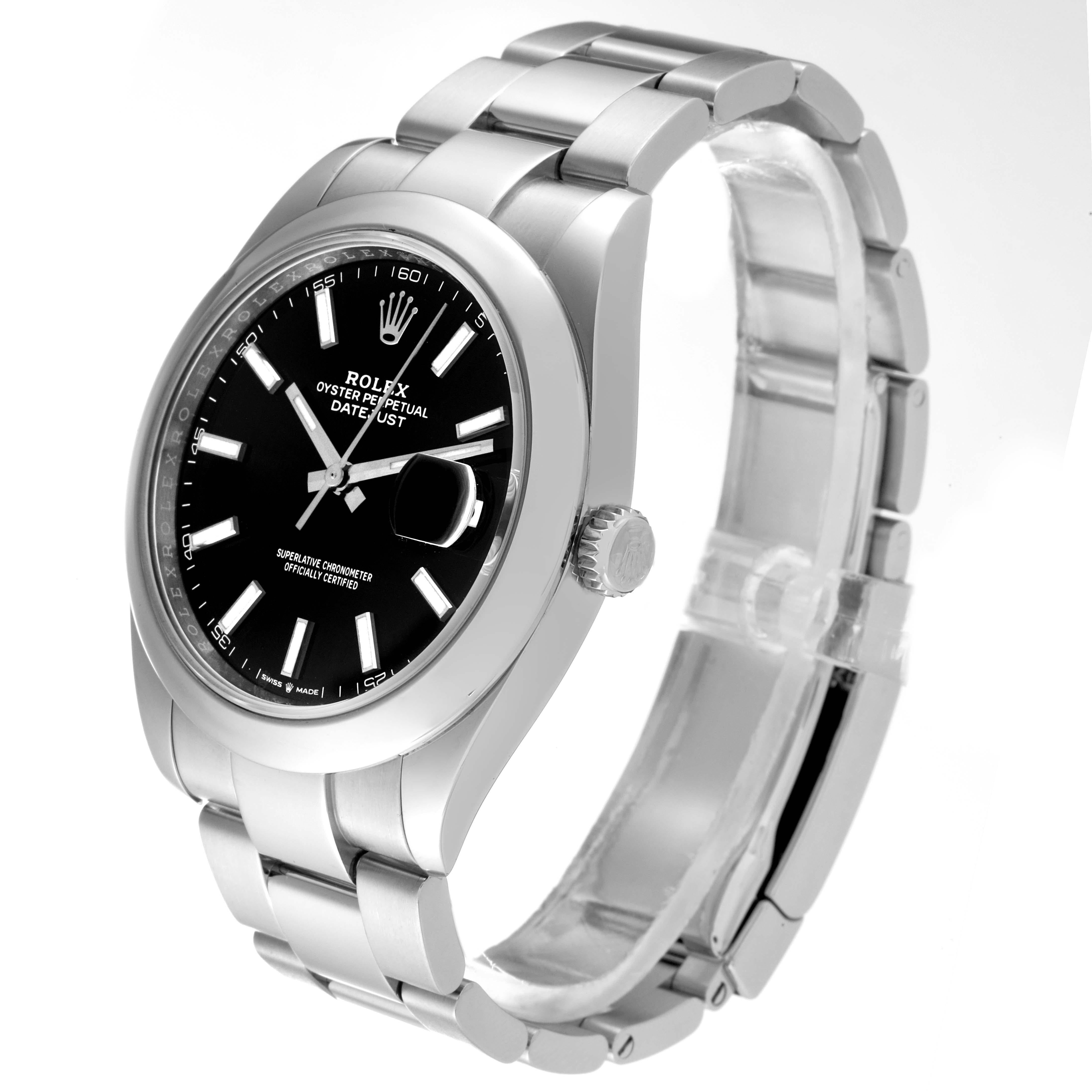 Rolex Datejust 41 Black Dial Smooth Bezel Steel Mens Watch 126300 5