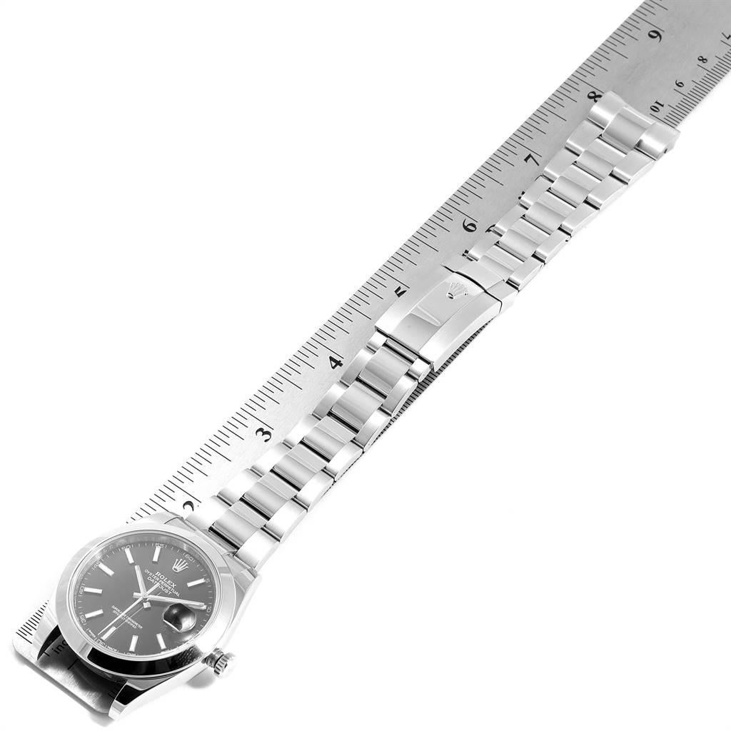 Rolex Datejust 41 Black Dial Steel Men's Watch 126300 Box Card For Sale 7