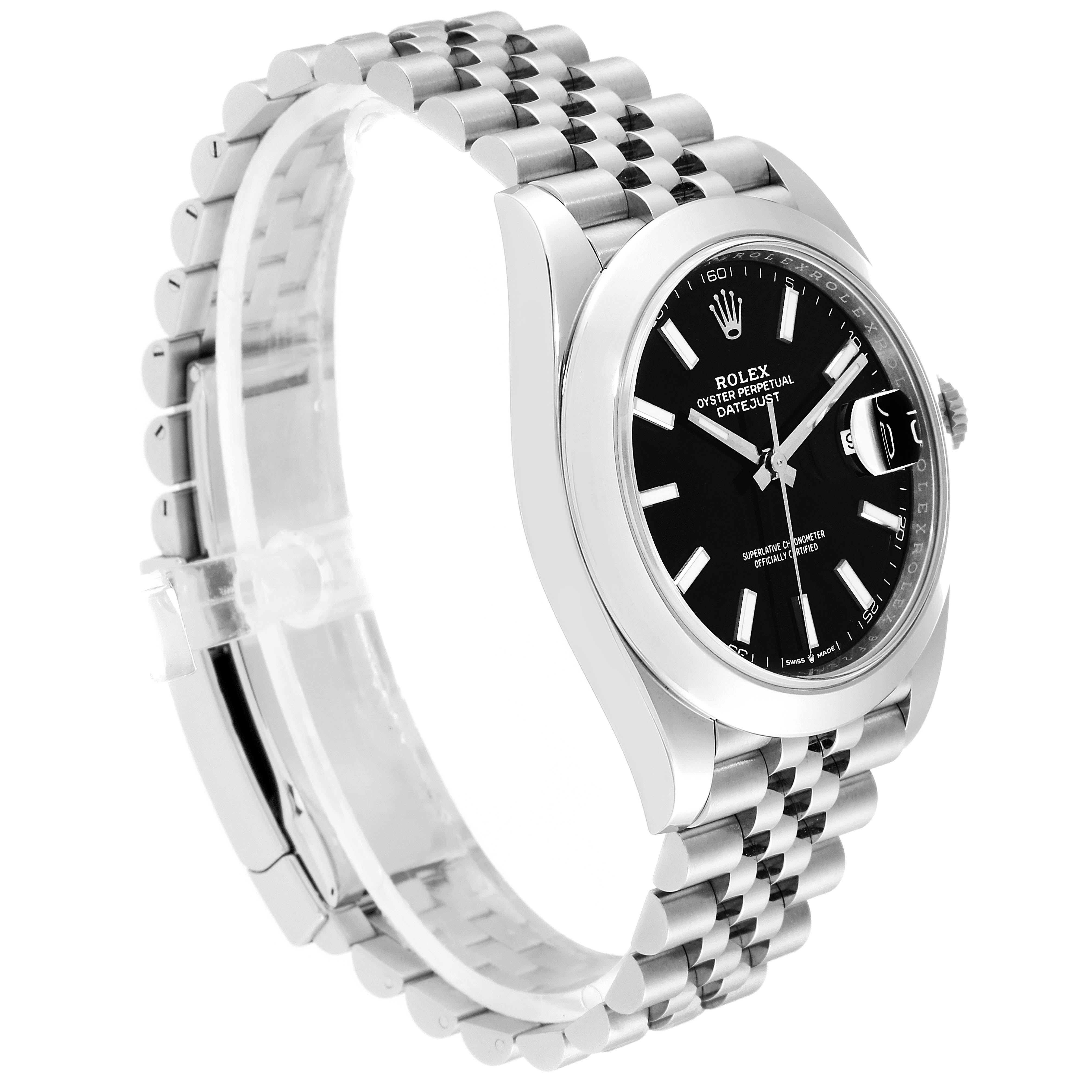 Rolex Datejust 41 Black Dial Steel Men's Watch 126300 Box Card In Excellent Condition In Atlanta, GA
