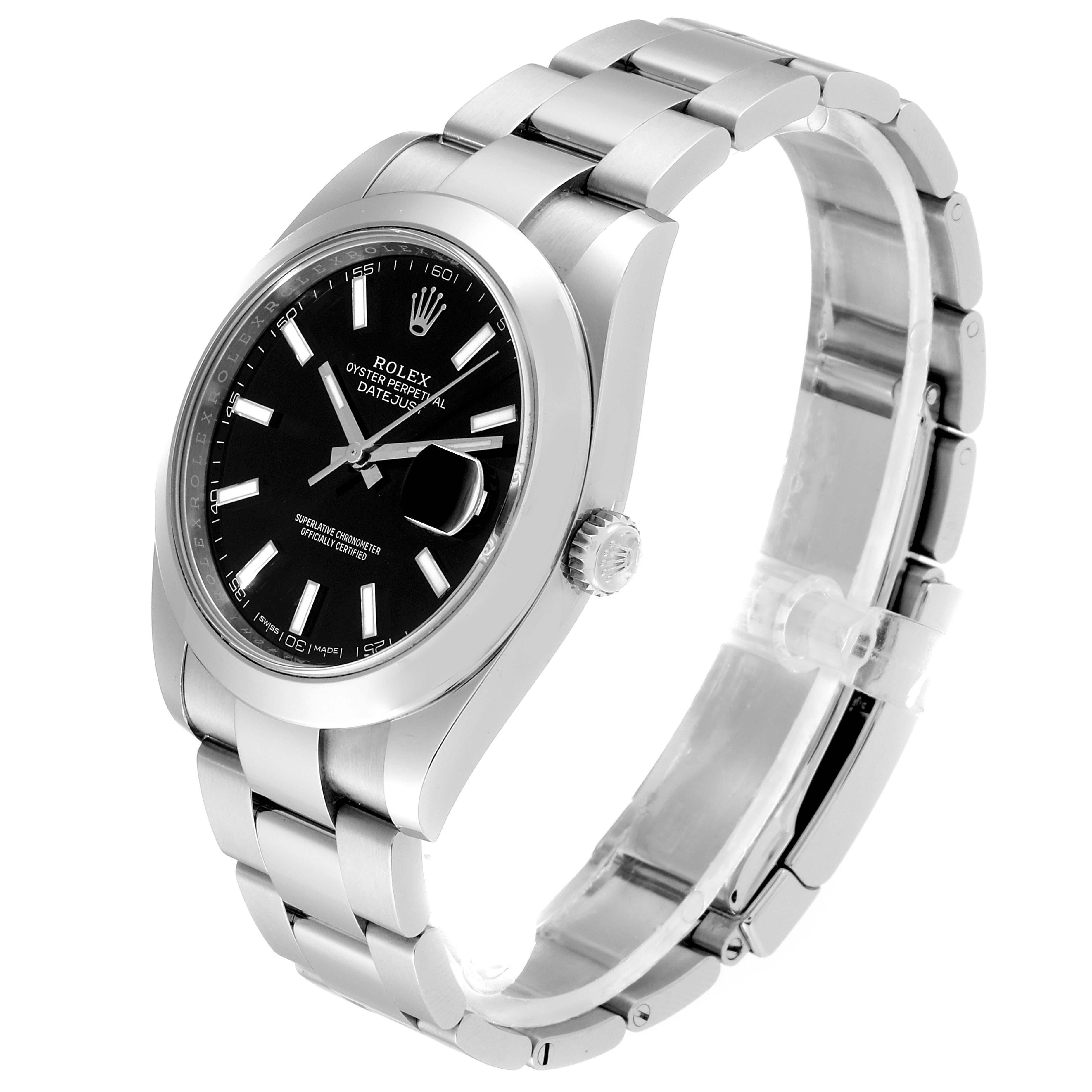 Men's Rolex Datejust 41 Black Dial Steel Men’s Watch 126300 Box Card For Sale