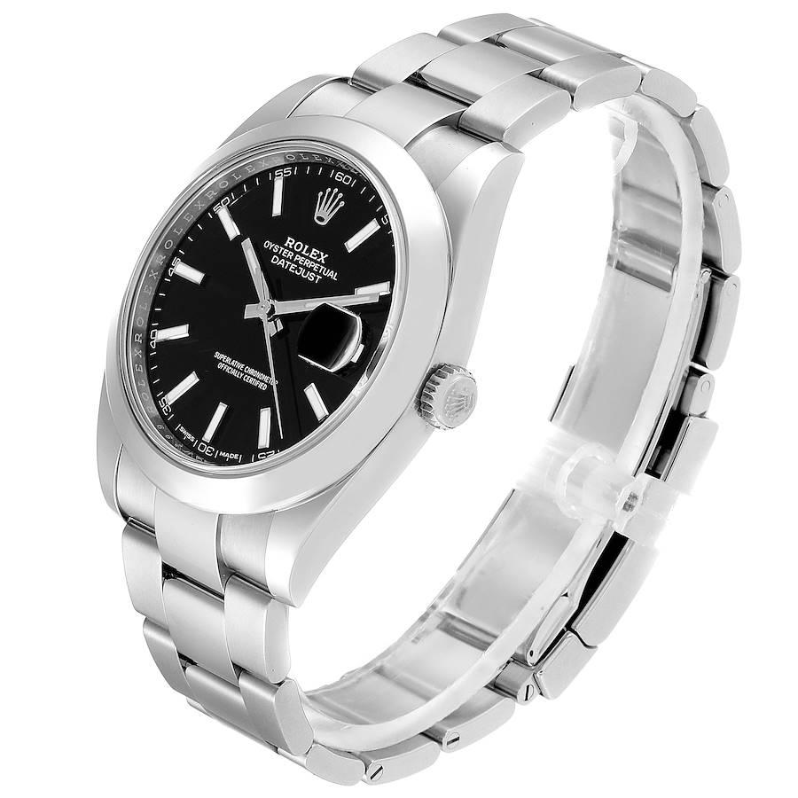 Rolex Datejust 41 Black Dial Steel Men's Watch 126300 Box Card For Sale 1