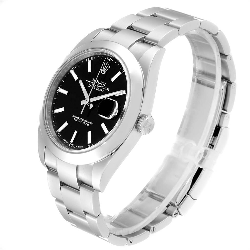 Rolex Datejust 41 Black Dial Steel Men's Watch 126300 Box Card For Sale 1