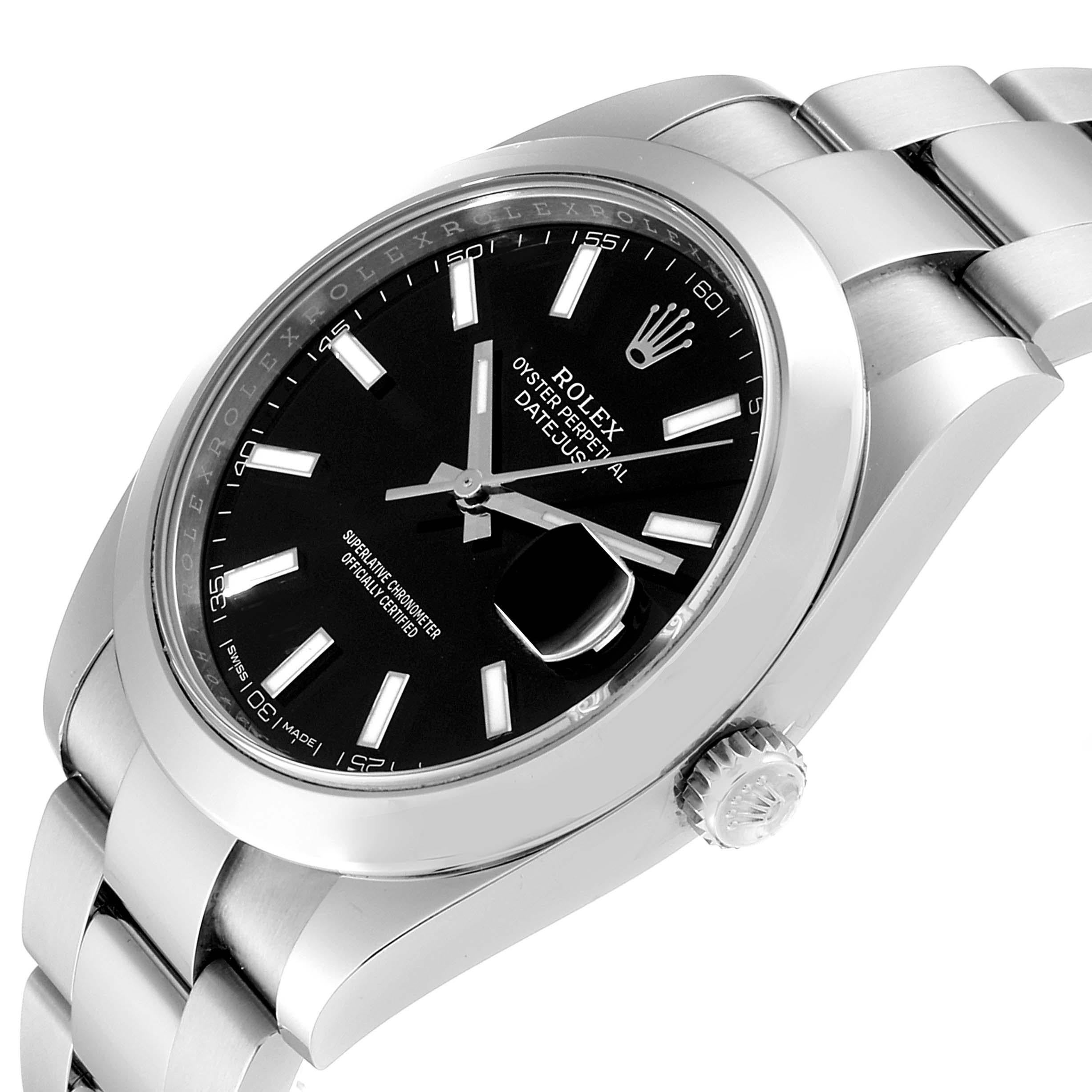 Rolex Datejust 41 Black Dial Steel Men’s Watch 126300 Box Card For Sale 1