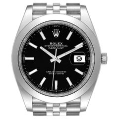 Rolex Datejust 41 Black Dial Steel Men's Watch 126300 Box Card