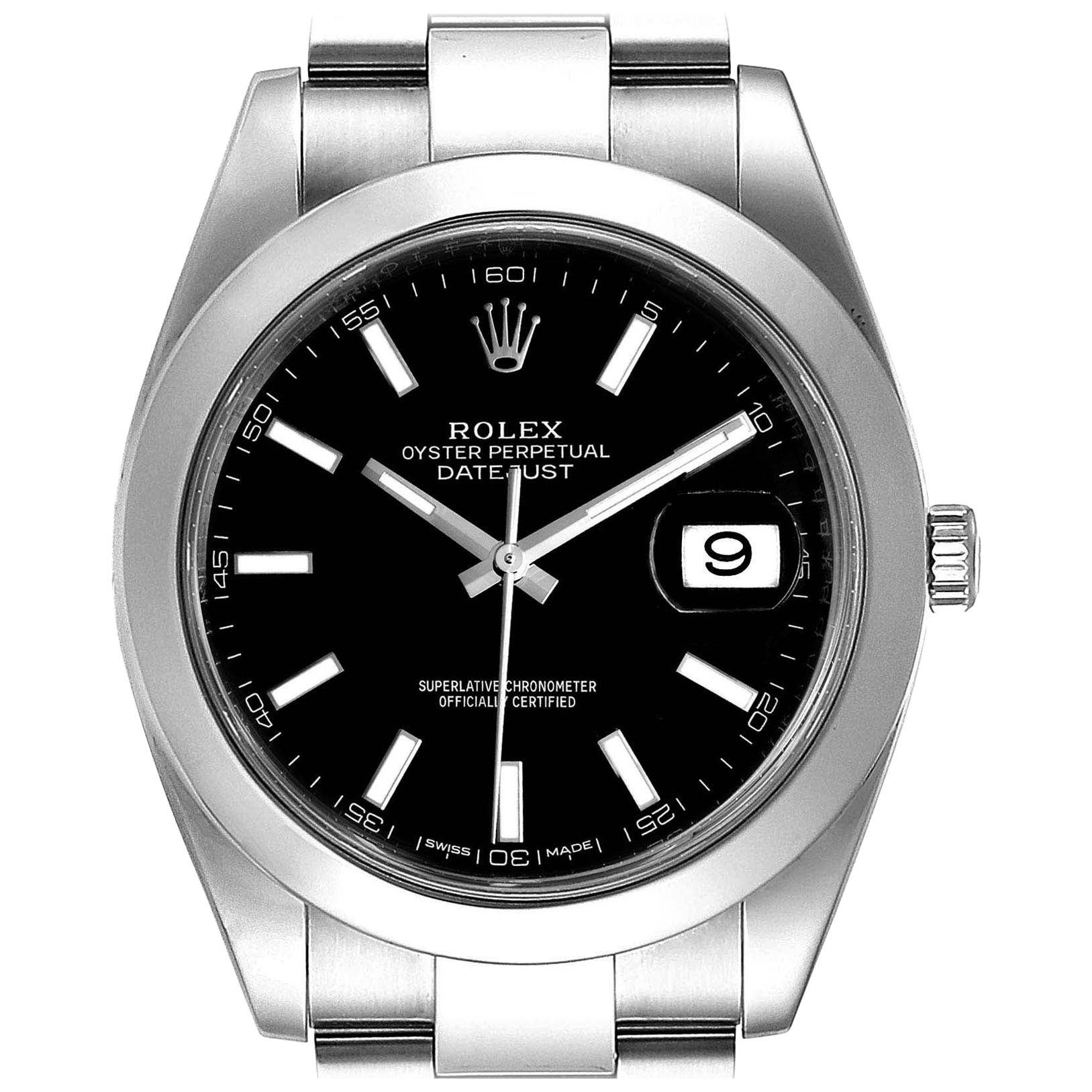 Rolex Datejust 41 Black Dial Steel Men’s Watch 126300 Box Card For Sale