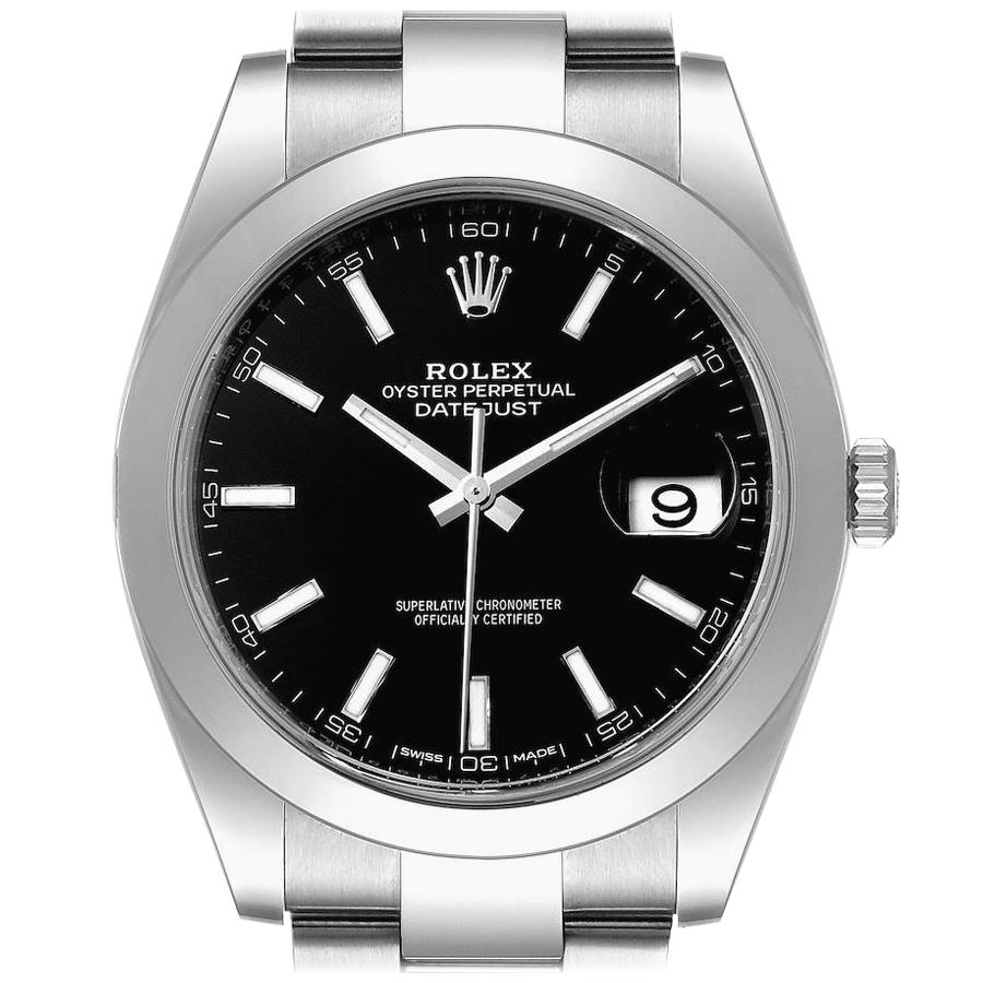 Rolex Datejust 41 Black Dial Steel Men's Watch 126300 Box Card For Sale