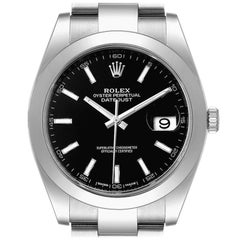 Rolex Datejust 41 Black Dial Steel Men's Watch 126300 Box Card