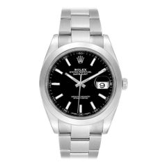 Rolex Datejust 41 Black Dial Steel Men's Watch 126300 Box Card