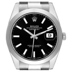 Rolex Datejust 41 Black Dial Steel Oyster Bracelet Mens Watch 126300 Box Card